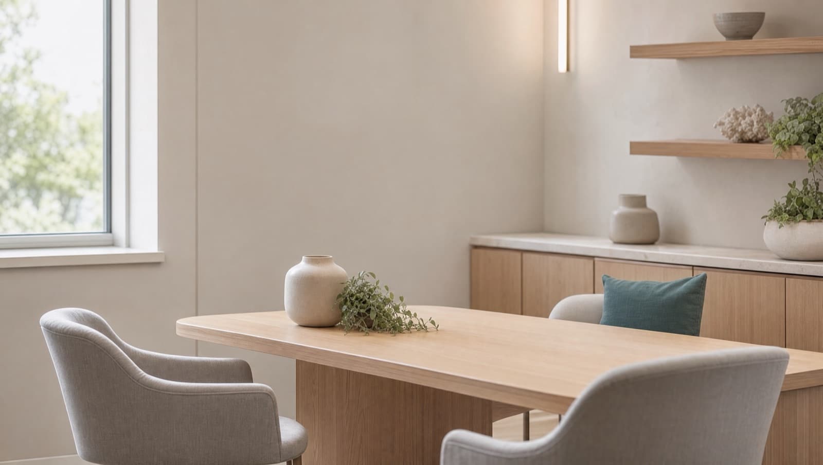 A quiet, modern consultation room at a North Sydney skin clinic with natural light and clean neutral surfaces